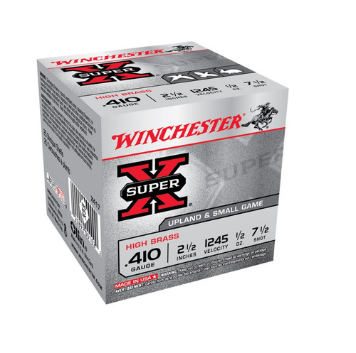 Winchester 410 Bore Ammunition Super-X High Brass X417 2-1/2" 1/2oz #7.5 1245FPS 25 rounds