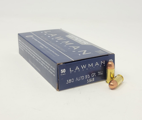 CCI 380 Auto Ammunition Speer Lawman 53608 95 Grain Total Metal Jacket 50 Rounds