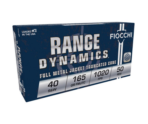 Fiocchi Shooting Dynamics 40 S&W Ammo 165 Grain Full Metal Jacket Truncated Cone 40SWFCMJ 50 Rounds