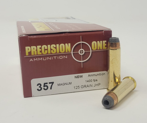 Precision One 357 Magnum Ammunition 125 Grain Jacketed Hollow Point 50 rounds