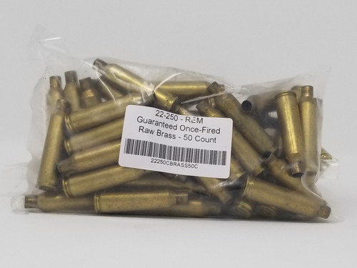 22-250 Rem Brass Castings Once Fired Raw Not Washed 50 Pieces