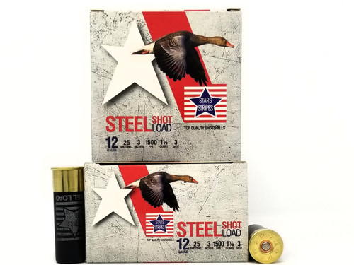 Stars and Stripes 12 Gauge CP33201 3" #3 Shot 1-1/8 oz 1500FPS Case of 250 Rounds