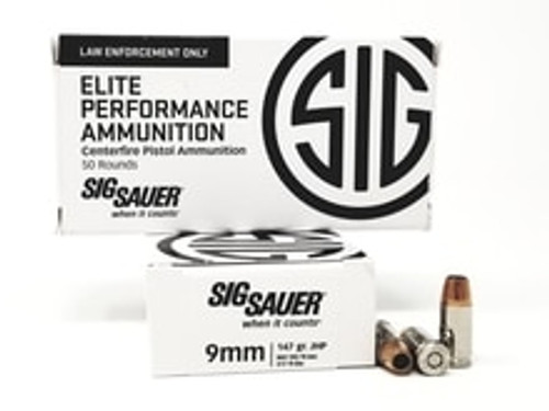 Sig Sauer 9mm Ammunition Elite 147 Grain VCrown Hollow Point 50 rounds