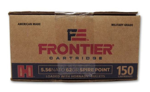 Hornady 5.56 NATO Ammunition Frontier FR282 62 Grain Spire Point Bulk Pack 150 Rounds