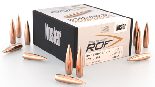 Nosler 30 Caliber (.308 Dia) Reloading Bullets Ultra-High BC 53170 175 Grain Hollow Point Boat Tail 100 Pieces