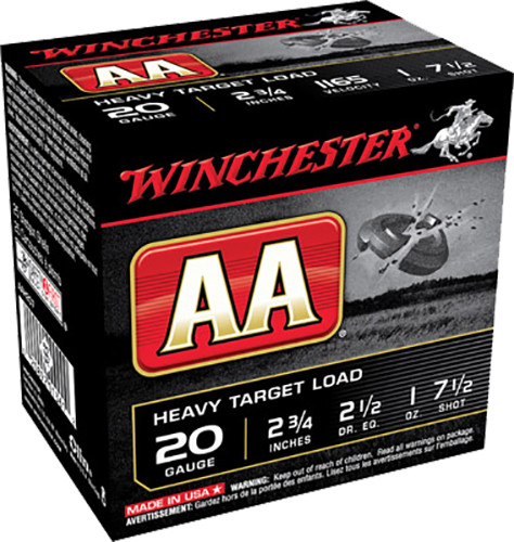 Winchester 20 Gauge AAH207 Ammunition AA Target Loads 2-3/4" Lead 7.5 Shot 1oz 1165fps Case of 250 rounds