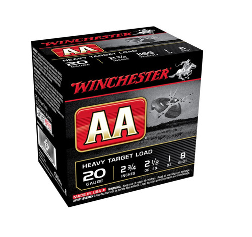 Winchester 20 Gauge AAH208 Ammunition AA Target Loads 2-3/4" Lead 8 Shot 1oz 1165fps Case of 250 rounds