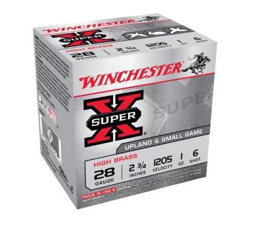 Winchester 28 Gauge Ammunition Super-X High Brass Game X28H6 2-3/4��� 6 Shot 1oz 1205fps 25 Rounds