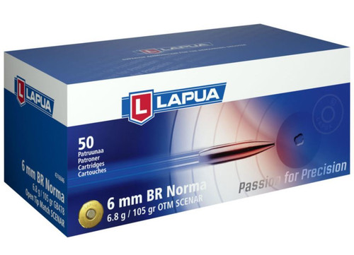 Lapua 6mm BR Norma Ammunition Scenar 4316046 105 Grain Hollow Point Boat Tail 50 Rounds