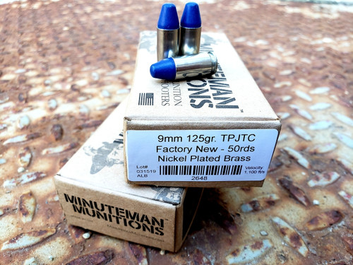 Minuteman Munitions 9mm Ammunition 2648 125 Grain Total Polymer Jacket Truncated Cone 50 Rounds