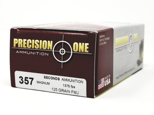Precision One 357 Mag Ammunition *Seconds* 125 Grain Full Metal Jacket 50 Rounds