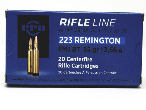 Prvi PPU 223 Rem Ammunition Standard Rifle PP223F1 55 Grain Full Metal Jacket 20 Rounds