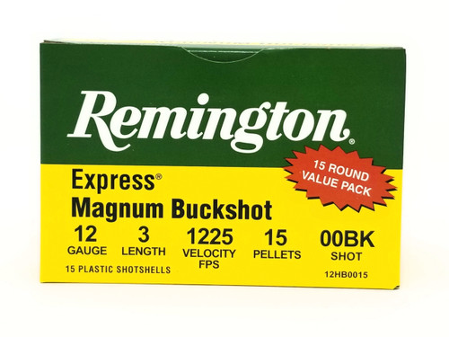 Remington 12 Gauge Ammunition Express Magnum 12HB0015 3��� 00 Buck 15 Pellets 1225fps 15 Rounds