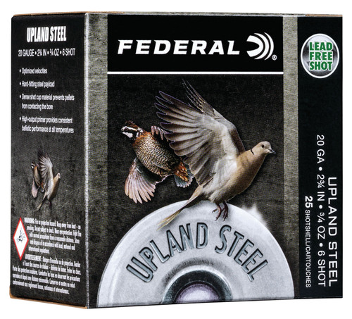 Federal 20 Gauge Ammunition Upland Steel USH206 2-3/4��� 6 Shot 3/4oz 1500fps Case of 250 Rounds