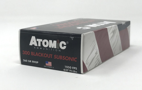 Atomic Ammunition 300 Blackout Subsonic 00478 260 Grain Round Nose Soft Point 20 Rounds