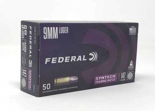 Federal 9mm Luger Ammunition Syntech Training Match AE9SJ3 147 Grain Total Synthetic Jacket 50 Rounds