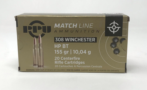 Pruvi PPU 308 Winchester Ammunition PPM3081 155 Grain Hollow Point 20 Rounds