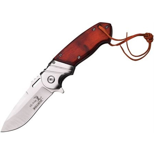 Elk Ridge Drop Point Folding Pakkawood Handle Spring Assisted Knife ERA003SW