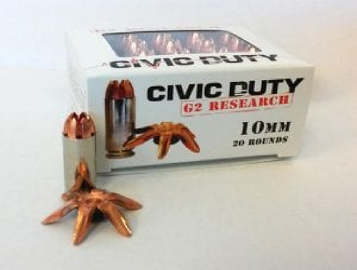 G2 Research 10mm Civic Duty 122 Grain Lead Free Copper Hollow Point 20 rounds