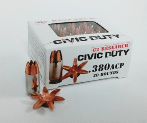 G2 Research 380 Auto Civic Duty G2CIVIC380 64 Grain Lead Free Copper Hollow Point 20 rounds