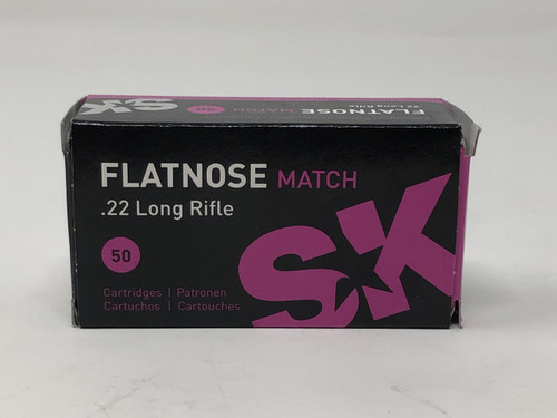SK 22LR Ammunition LU420157 Flatnose Match 40 Grain Lead Flat Nose 50 Rounds