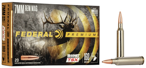 Federal 7mm Rem Mag Ammunition P7RN 160 Grain Barnes Triple-Shock X Hollow Point 20 Rounds