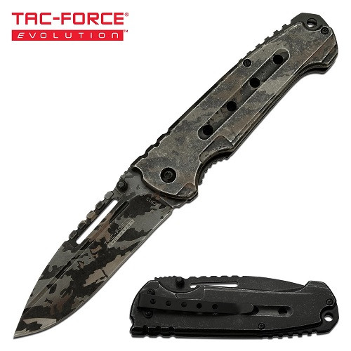 Tac-Force Evolution Camo Drop Point Spring Assisted Knife TFEA012CA
