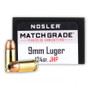 Nosler 9mm Luger Ammunition NOS51286 124 Grain Jacketed Hollow Point 20 Rounds