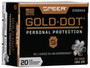 Speer 40 S&W Ammunition CCI23962GD 180 Grain Gold Dot Hollow Point 20 Rounds