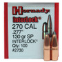 Hornady 270 Cal (.277 Dia) Reloading Bullets H2730 130 Grain Interlok Soft Point 100 Pieces