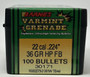 Barnes 22 Cal (.224 Dia) Reloading Bullets Varmint Grenade Copper B30171 36 Grain Frangible Hollow Point 100 Pieces