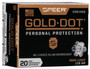 Speer 9mm Ammunition Gold Dot 23614GD 115 Grain Gold Dot Hollow Point 20 Rounds