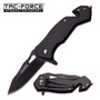 Tac-Force Black Straight Edge Spring Assisted Knife TF903BK