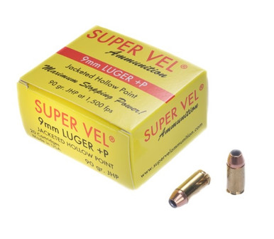 Super Vel 9mm +P Ammunition SVEL9PJHP20 90 Grain Jacketed Hollow Point ...