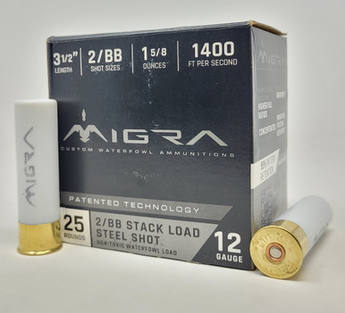 Migra 12 Gauge Ammunition Non-Toxic Waterfowl M12LS2BB 3-1/2" #2/BB ...