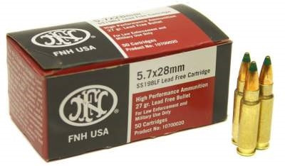 FNH 5.7x28mm Ammunition SS198LF 27 Grain Green Tip Hollow Point 50 Rounds-img-0