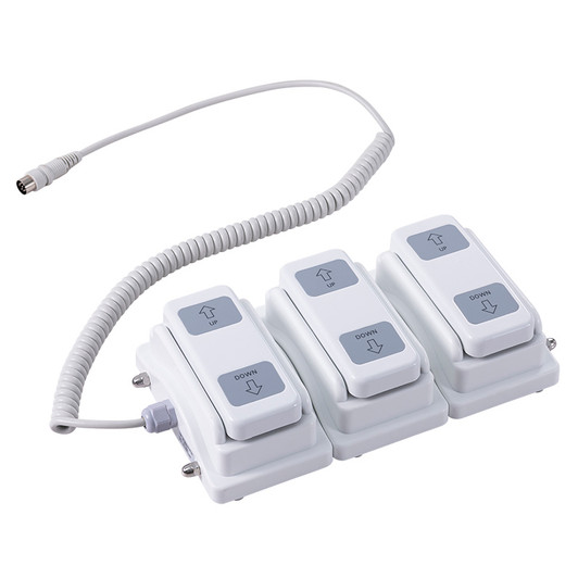 3 motor foot control, three motor foot control, foot controller, foot controller for exam chair, foot controller for massage table, foot controller for facial bed, foot controller for procedure chair, foot controller for facial bed
