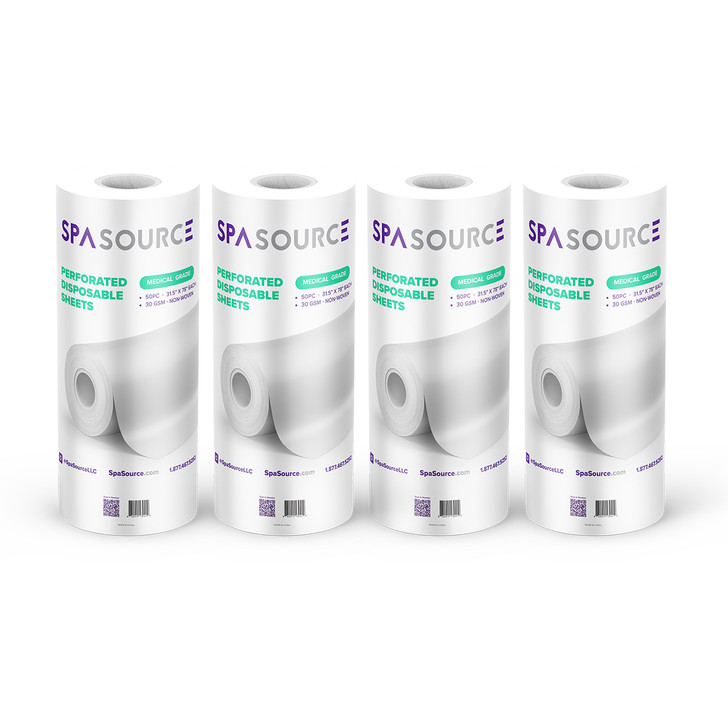 31.5" WIDE | For Massage Table | 50 Sheets + Face Cut-Out | Naturablend PERFORATED Disposable Table Cover | M01101 (4 Rolls)