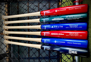 Celebrate your company by getting a personalized award bat engraved with your logo Celebrate your company by getting a personalized award bat engraved with your logo