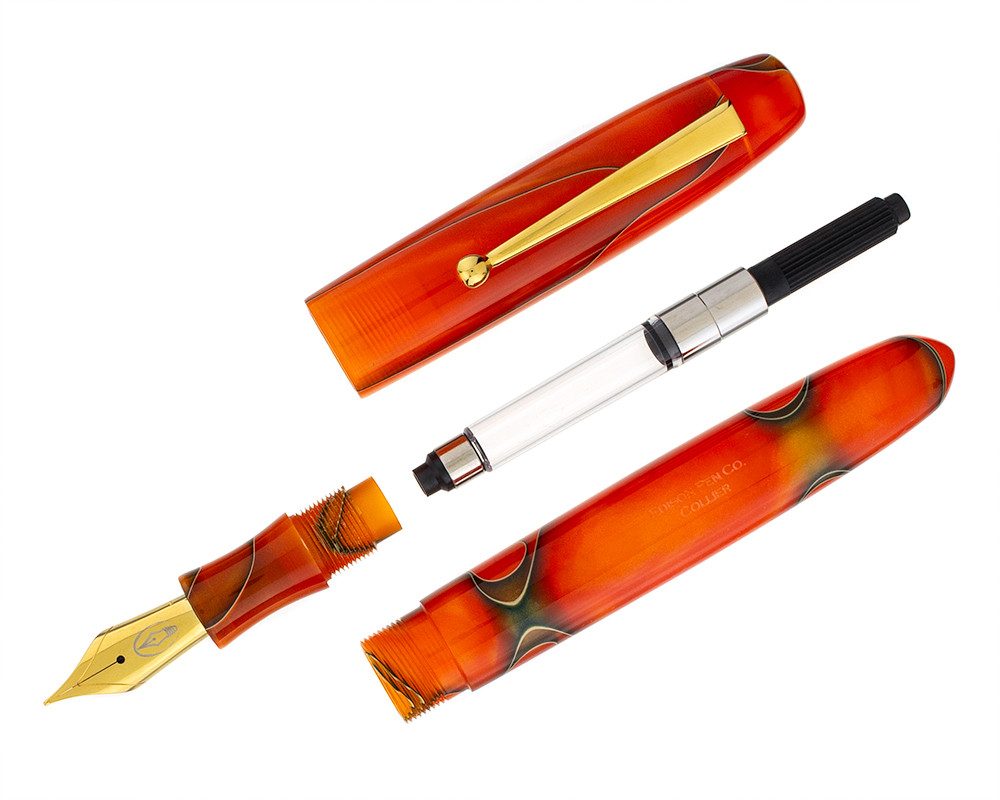 Edison Collier Fountain Pen - Persimmon Swirl - Cardinal Pens & Paper