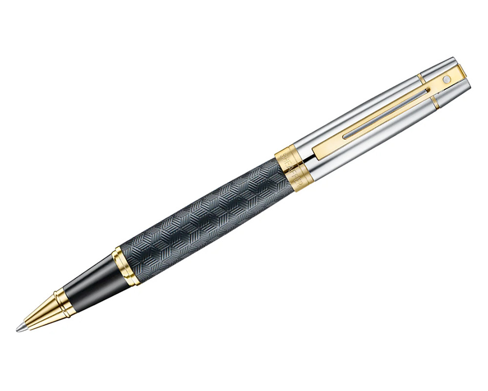 Sheaffer 300 Rollerball - Engraved Matte Black with Gold Trim
