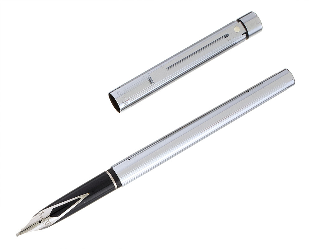 Sheaffer Slim Targa Fountain Pen - Polished Chrome, Steel Broad
