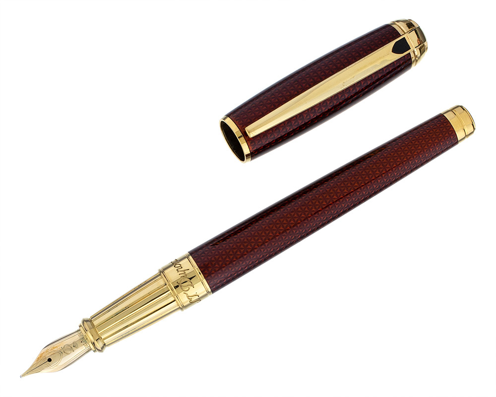 S.T. Dupont Line D Large Fountain Pen - Guilloche Amber (2026-0224