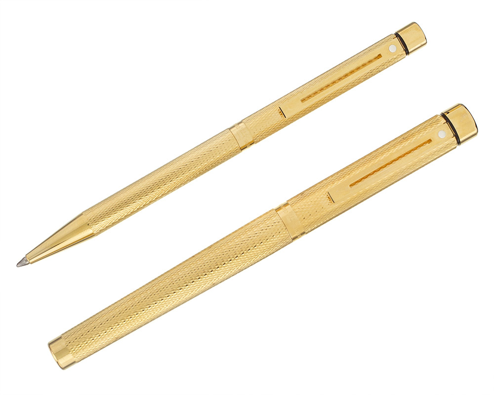 特価　SHEAFFER Targa 万年筆 ボールペン セット ゴールド Sheaffer Targa 1009 Fountain Pen and Ballpoint Set - Barleycorn