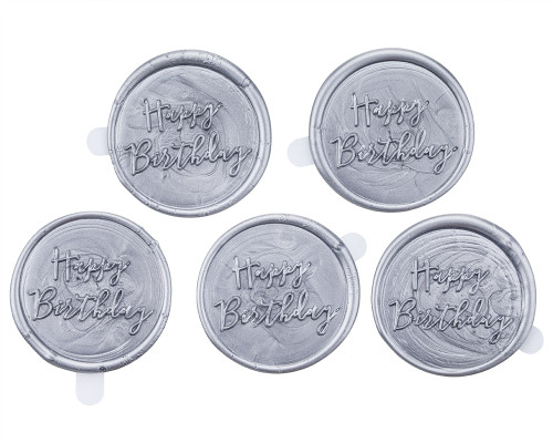 Cardinal Pens Wax Seal - Happy Birthday (5 Pack) - Silver