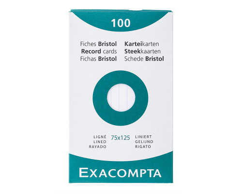 Exacompta Index Cards - 3 x 5, Lined - White