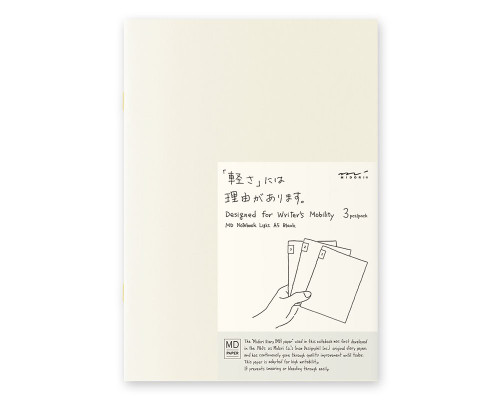 Midori MD Light Notebook - A5, Blank - Ivory (3 Pack)