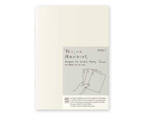 Midori MD Light Notebook - A5, Lined - Ivory (3 Pack)