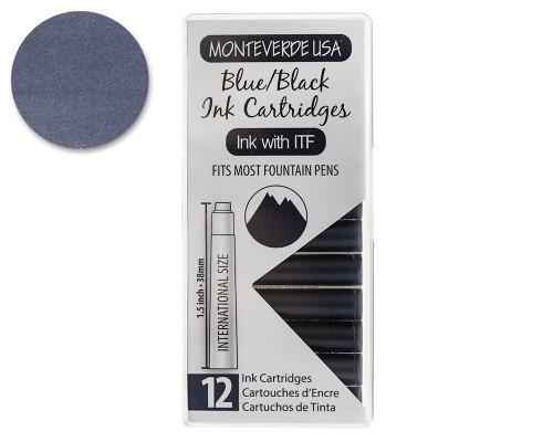 Monteverde Blue-Black Ink Cartridges (12 Pack)