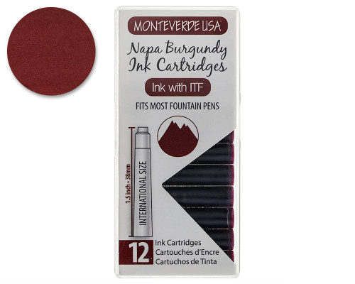 Monteverde Napa Burgundy Ink Cartridges (12 Pack)